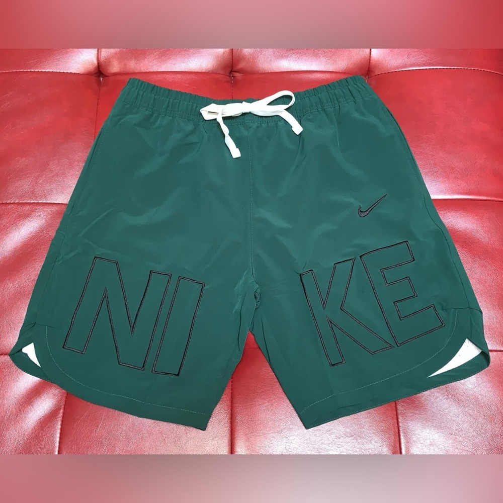Nike Dark Green Athletic Shorts with Logo